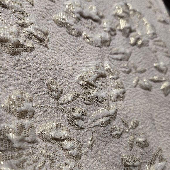 Oleg Cassini Size 16 W Formal Floral Boned Evening Gown Champagne Metallic Cream - Picture 14 of 15